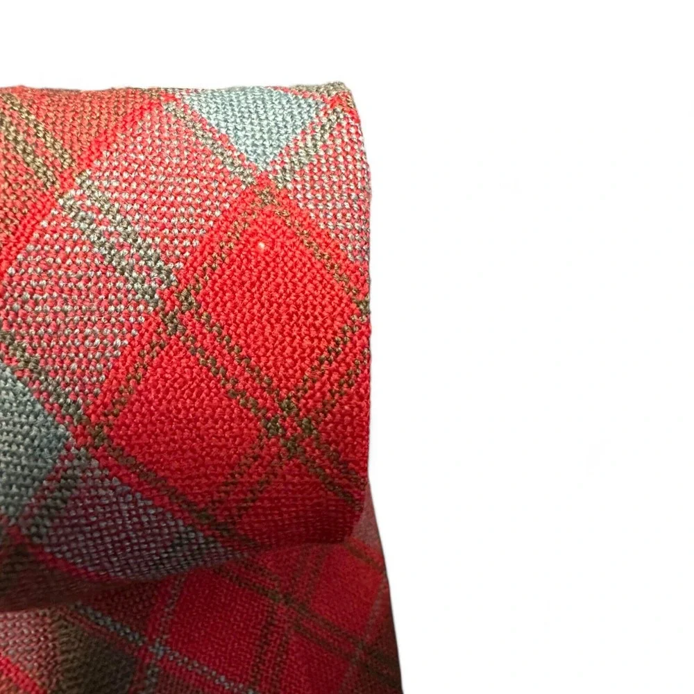 Vintage Made in Scotland Tie 100% New Wool Robertson Plaid Red Green‎ Necktie